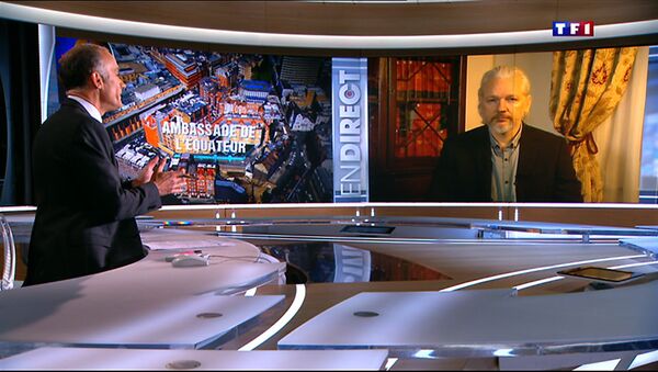 Julian Assange durante entrevista ao TF1 - Sputnik Brasil