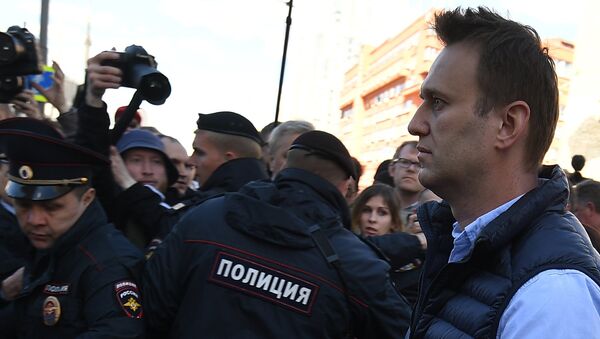 Aleksei Navalny durante manifestação em Moscou, Rússia - Sputnik Brasil