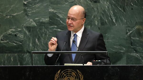 Presidente do Iraque, Barham Salih, discursa na 74ª sessão da Assembleia Geral das Nações Unidas na sede da ONU em Nova York, EUA, 25 de setembro de 2019 - Sputnik Brasil