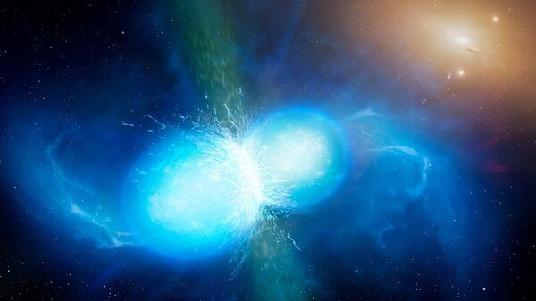 Fusão de duas estrelas de nêutrons (imagem ilustrativa) - Sputnik Brasil