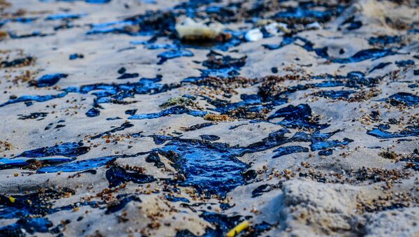 Manchas de petróleo na praia da Lagoa do Pau, em Alagoas (AL) - Sputnik Brasil