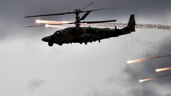 Helicóptero de ataque Ka-52 mobilizado durante exercícios militares da Organização do Tratado de Segurança Coletiva (OTSC) - Sputnik Brasil