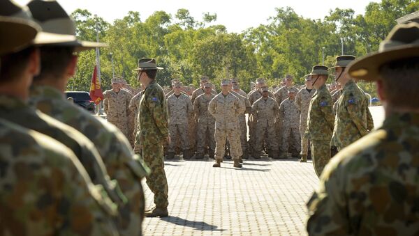 Fuzileiros navais dos EUA e militares australianos na base militar de Robertson, Austrália - Sputnik Brasil