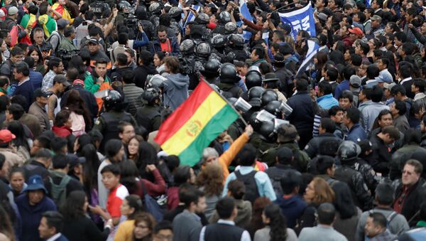 Manifestação em La Paz após eleições gerais na Bolívia (arquivo) - Sputnik Brasil