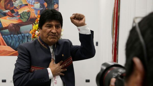 Evo Morales, presidente da Bolívia, durante coletiva de imprensa no palácio La Casa Grande del Pueblo, em La Paz, em 24 de outubro de 2019 - Sputnik Brasil