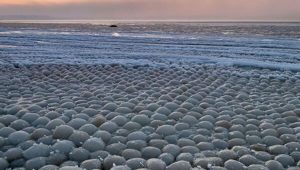 Formações de gelo ovais na praia de Stroomi, Estônia - Sputnik Brasil