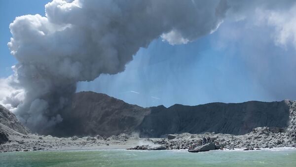 Erupção do vulcão na Ilha Branca, na Nova Zelândia  - Sputnik Brasil
