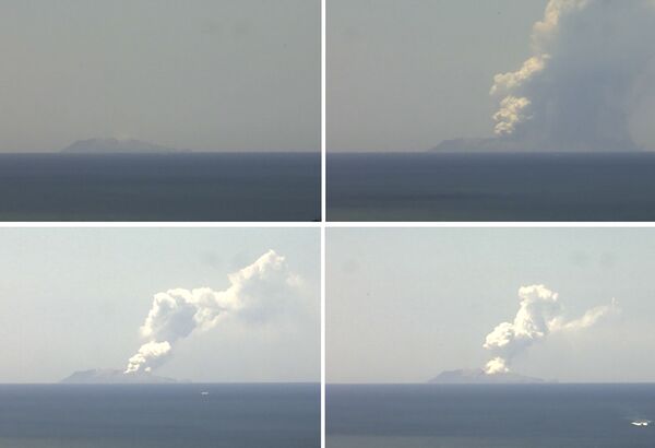 Combinação de fotos retrata erupção de vulcão na neozelandesa Ilha Branca - Sputnik Brasil