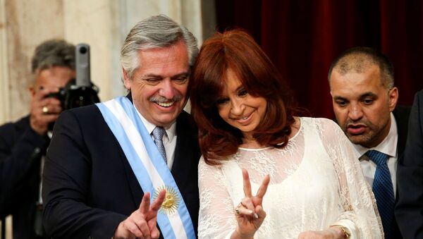 Presidente argentino Alberto Fernández ao lado da sua vice, a ex-presidente Cristina Kirchner - Sputnik Brasil