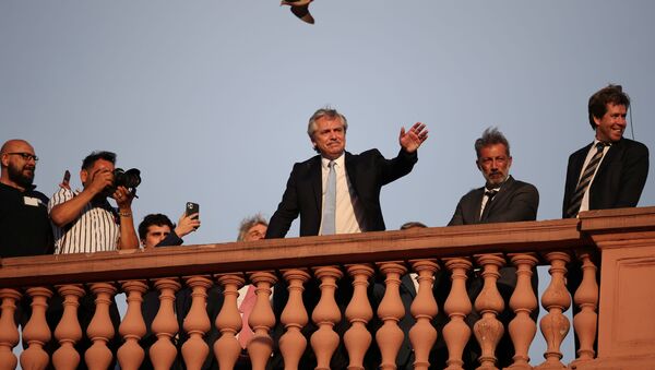 Alberto Fernández, presidente da Argentina, durante sua posse na Casa Rosada - Sputnik Brasil