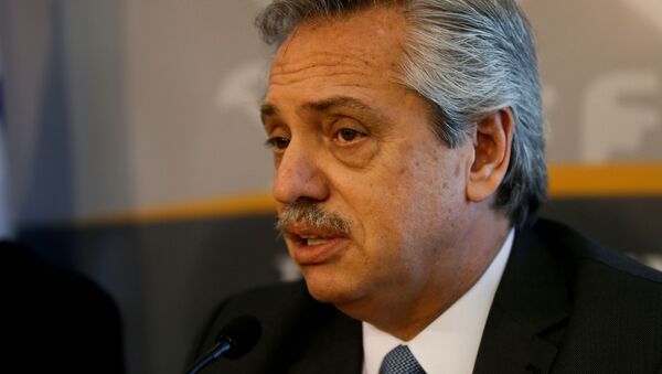 Presidente da Argentina, Alberto Fernández, durante conferência de imprensa (foto de arquivo) - Sputnik Brasil