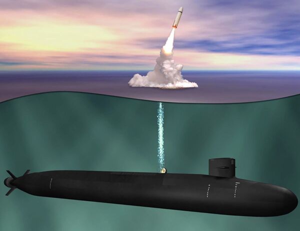 Ilustração do submarino norte-americano Ohio Replacement (em 1º lugar da lista da National Interest) - Sputnik Brasil