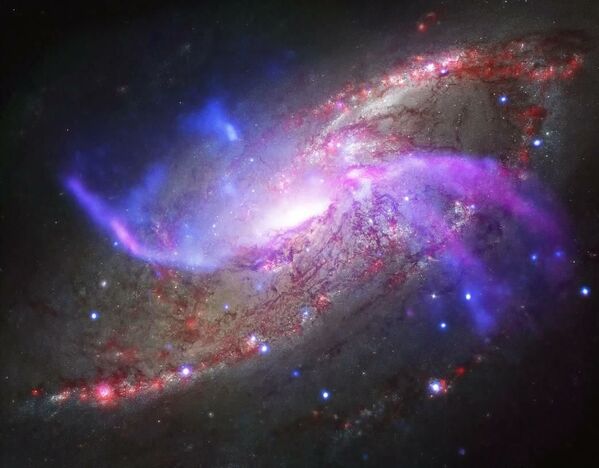 Galáxia espiral M 106 na constelação de Cães de Caça - Sputnik Brasil