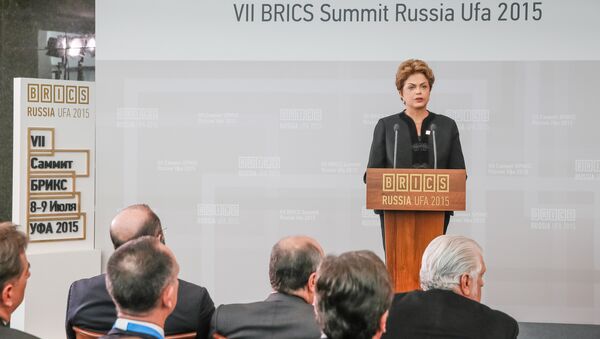 Presidenta Dilma Rousseff durante VII Cúpula do BRICS. (Ufa - Rússia, 09/07/2015) - Sputnik Brasil