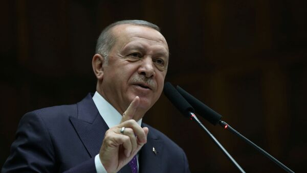 Presidente turco Tayyip Erdogan durante reunião no Parlamento em Ancara, Turquia, 5 de fevereiro de 2020 (foto de arquivo) - Sputnik Brasil