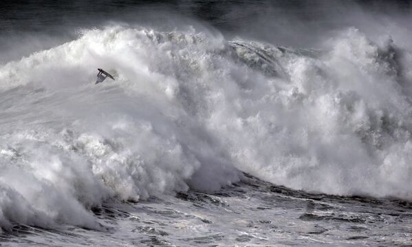 Surfista havaiano Kai Lenny surfa enorme onda no oeste de Portugal - Sputnik Brasil