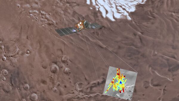 Representação artística de sonda Mars Express em Marte - Sputnik Brasil