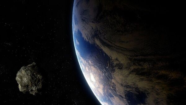 Asteroide se aproximando da Terra (representação gráfica) - Sputnik Brasil