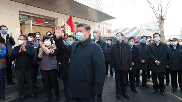 Presidente chinês Xi Jinping inspeciona novo trabalho de prevenção e controle do coronavírus em Pequim, China, 10 de fevereiro de 2020 - Sputnik Brasil
