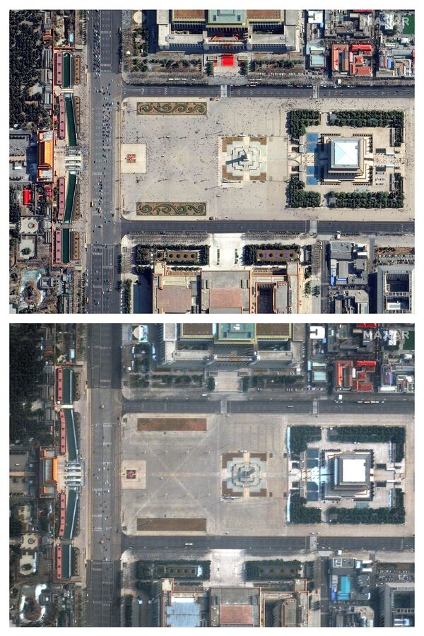 Praça da Paz Celestial, na capital chinesa de Pequim, após receios motivados pelo coronavírus, em 11 de fevereiro de 2020 - Sputnik Brasil