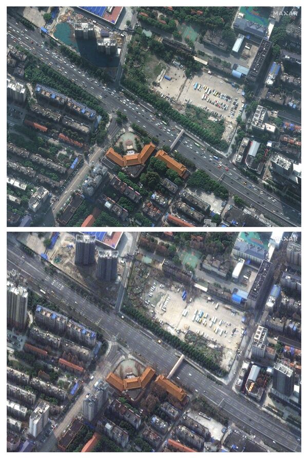 Imagens de satélite demonstram o movimento reduzido de carros em uma estrada na cidade chinesa de Wuhan - Sputnik Brasil