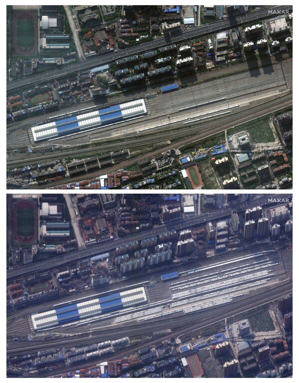 Estação de trem de Wuhan com pouquíssimos trens devido à quarentena, em 25 de fevereiro de 2020 - Sputnik Brasil