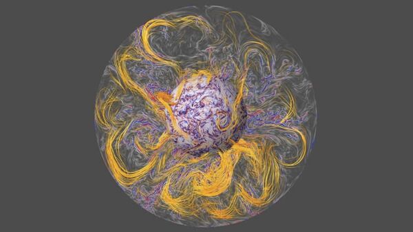 Simulação do campo magnético da Terra - Sputnik Brasil