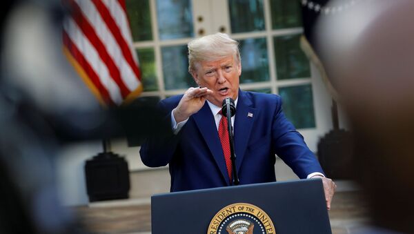 Presidente dos EUA, Donald Trump, durante coletiva de imprensa na Casa Branca, em Washington, EUA, 29 de março de 2020 - Sputnik Brasil