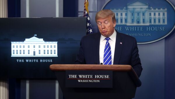 Presidente dos EUA, Donald Trump, durante briefing diário da força-tarefa contra o coronavírus na Casa Branca, em Washington, EUA, 23 de abril de 2020 - Sputnik Brasil