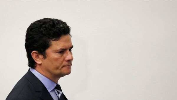 O ex-ministro da Justiça e Segurança Pública, Sergio Moro, durante pronunciamento em que anunciou sua saída do governo. - Sputnik Brasil