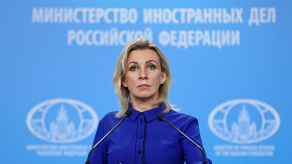 A representante oficial do Ministério das Relações Exteriores da Rússia, Maria Zakharova, durante um pronunciamento em Moscou, na Rússia, em 21 de maio de 2020. - Sputnik Brasil