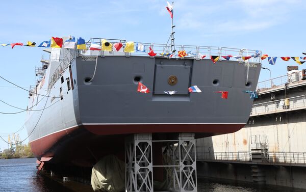 Lançamento à água da fragata Admiral Golovko em São Petersburgo - Sputnik Brasil