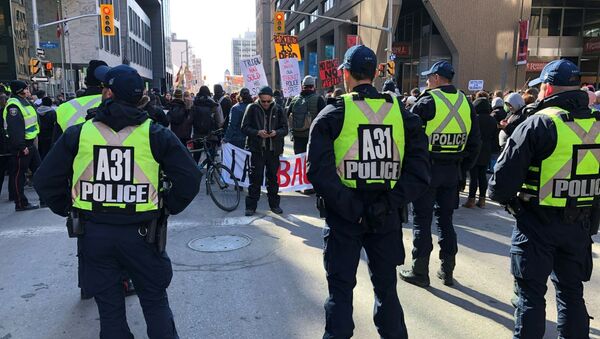 Polícia realiza esquema de segurança durante protesto em Ottawa, Canadá (arquivo) - Sputnik Brasil