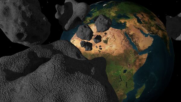 Ilustração artística de asteroides se aproximando da Terra - Sputnik Brasil
