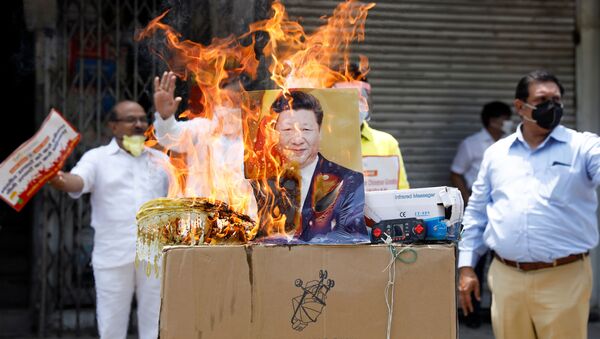 Nacionalistas indianos realizam protesto contra a China, na capital Nova Déli, Índia, 22 de junho de 2020  - Sputnik Brasil