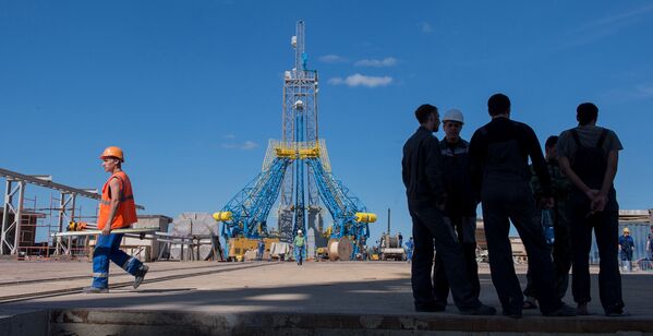 Uma foto tirada no dia 14 de julho de 2015 que mostra uma vista geral da plataforma de lançamento no cosmódromo Vostochny, que está em construção, na região de Amur no Extremo Oriente da Rússia. - Sputnik Brasil