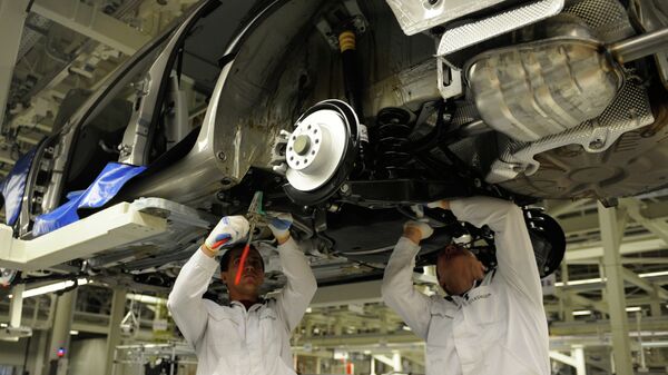 Produção de veículos Volkswagen em Kaluga, na Rússia - Sputnik Brasil