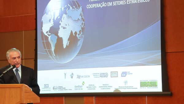 Michel Temer discursa durante Fórum Empresarial “Brasil-Rússia: direções estratégicas de cooperação”, em Moscou - Sputnik Brasil