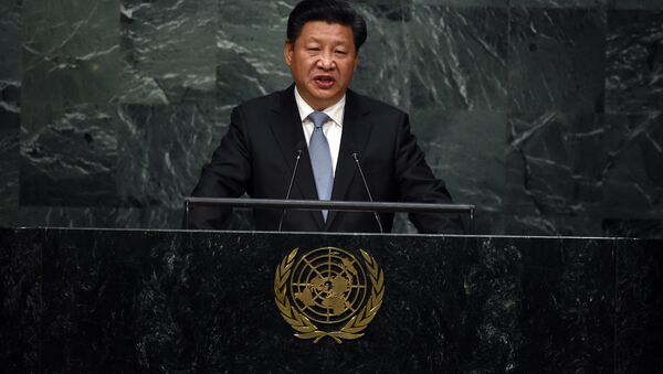 Presidente chinês Xi Jinping faz discurso na 70 sessão da Assembleia Geral da ONU, 28 de setembro de 2015 - Sputnik Brasil