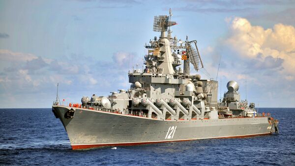 The Moskva guided missile cruiser, the flagship of Russia's Black Sea Fleet - Sputnik Brasil