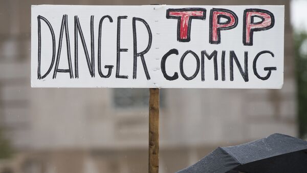 Manifestação contra o acordo TPP. Washington (EUA), 21 de maio, 2015 - Sputnik Brasil