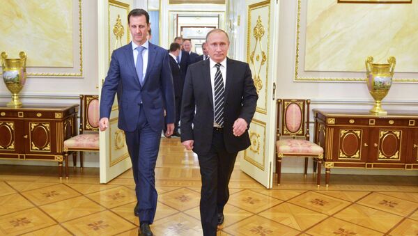 O presidente da Rússia, Vladimir Putin, durante encontro com o presidente da Síria, Bashar Assad, no Kremlin - Sputnik Brasil
