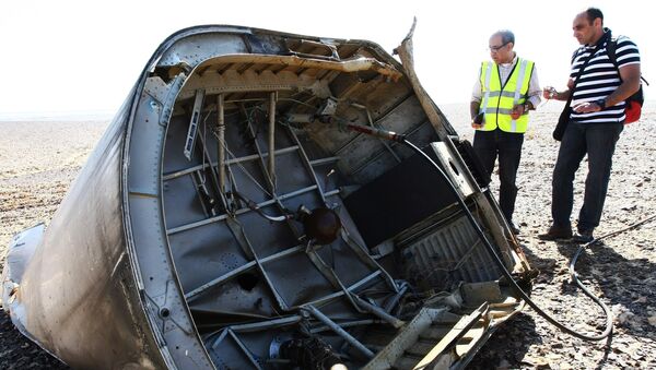 Investigadores no local da queda do avião russo Airbus A321 no Egito - Sputnik Brasil