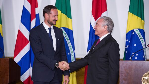 Vice-presidente Michel Temer recebe Haakon Magnus, príncipe herdeiro da Noruega - Sputnik Brasil