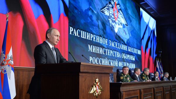Presidente russo, Vladimir Putin, faz resumo da atuação do Ministério da Defesa em 2015 - Sputnik Brasil