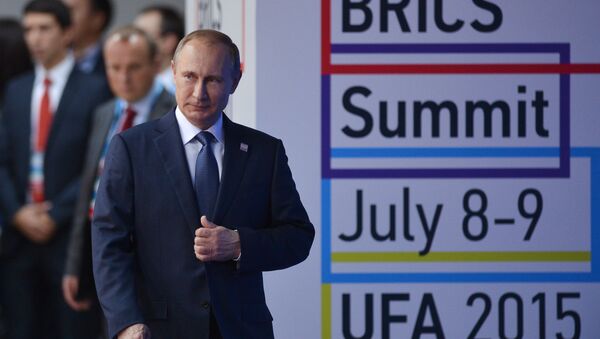 O presidente russo, Vladimir Putin, durante a cúpula dos BRICS em Ufá - Sputnik Brasil