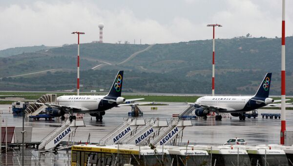 15 dezembro, 2010 foto de arquivo, os aviões são aterrados durante uma greve de 24 horas no Aeroporto Internacional de Atenas Eleftherios Venizelos - Sputnik Brasil