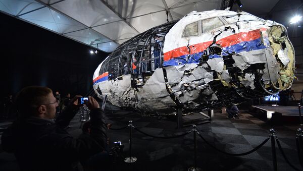 Fragmentos do avião MH17 durante apresntação de relatório na Holanda - Sputnik Brasil