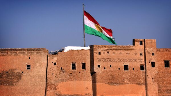 Bandeira do Curdistão em Arbil, capital do Curdistão iraquiano - Sputnik Brasil
