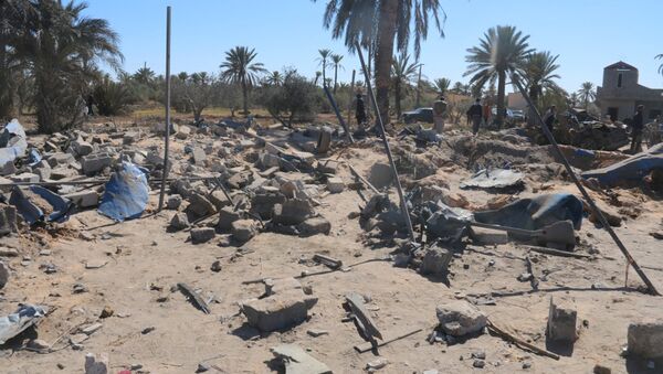 O local dos bombardeamentos americanos contra o Daesh em Sabratha, Líbia, 19 de fevereiro - Sputnik Brasil